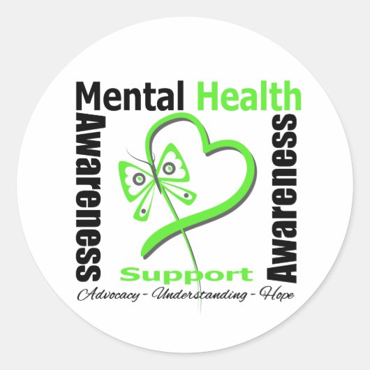 Mental Health Awareness Heart Butterfly Band Runder Aufkleber (Vorderseite)