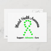 Mental Health Awareness Heart Ribbon Postkarte (Vorne/Hinten)
