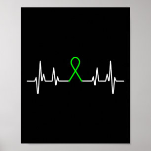 Mental Health Awareness Montag Green Ribbon Heartb Poster