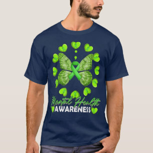 Mental Health Awareness Montag Herz Liebe Butterfl T-Shirt