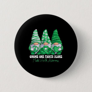 Mental Health Awareness Month Green Ribbon Gnomes Button