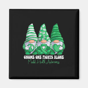Mental Health Awareness Month Green Ribbon Gnomes Magnet