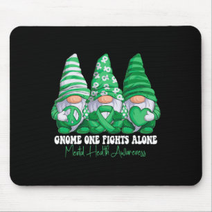 Mental Health Awareness Month Green Ribbon Gnomes Mousepad