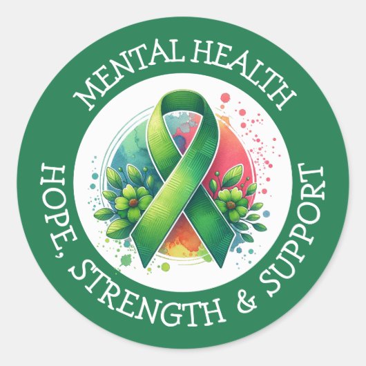 Mental Health Awareness - Support Strength Support Runder Aufkleber (Vorderseite)