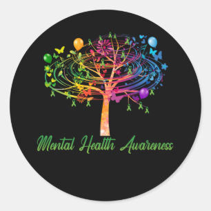 Mental Health Awareness Tree Runder Aufkleber