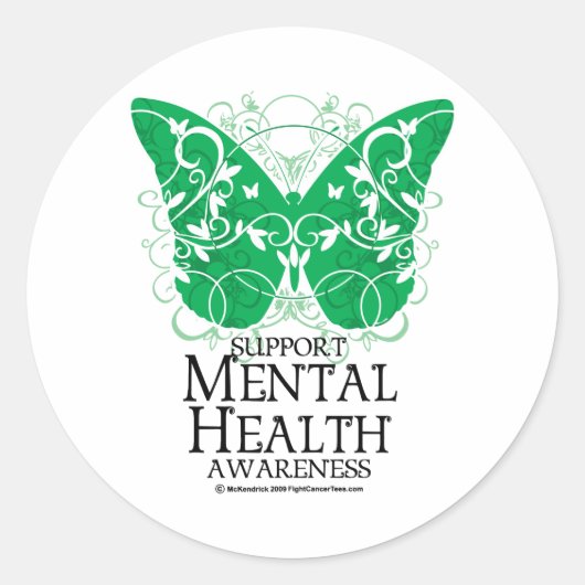 Mental Health Butterfly Runder Aufkleber (Vorderseite)