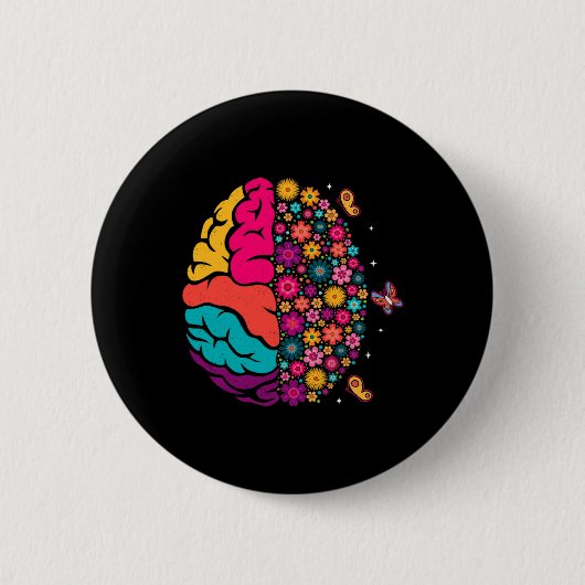 Mental Health Floral Brain Depression Awareness Co Button (Vorderseite)