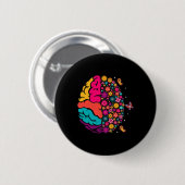 Mental Health Floral Brain Depression Awareness Co Button (Vorne & Hinten)
