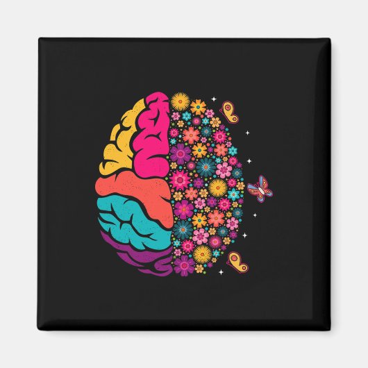 Mental Health Floral Brain Depression Awareness Co Magnet (Vorne)