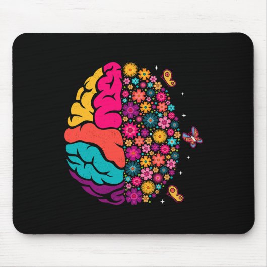 Mental Health Floral Brain Depression Awareness Co Mousepad (Vorne)