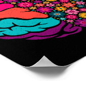 Mental Health Floral Brain Depression Awareness Co Poster (Ecke)
