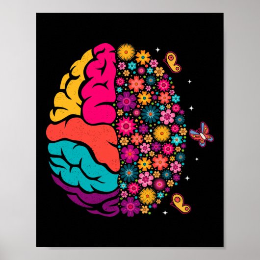 Mental Health Floral Brain Depression Awareness Co Poster (Vorne)