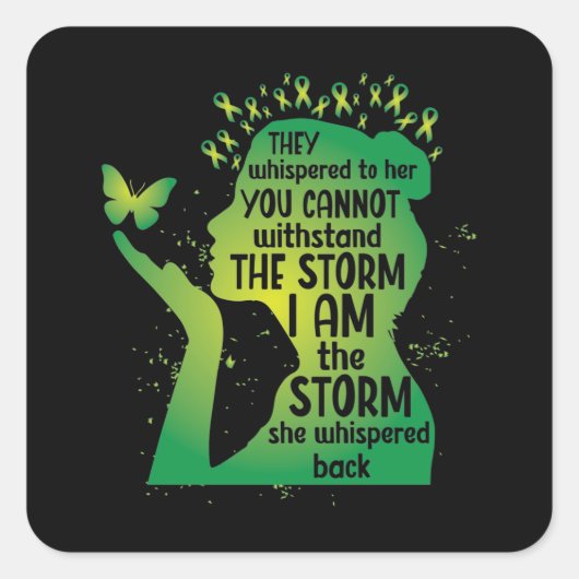 Mental Health Green Ribbon Butterfly Quadratischer Aufkleber (Vorderseite)