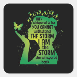 Mental Health Green Ribbon Butterfly Quadratischer Aufkleber