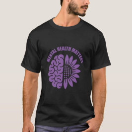 Mental Health Matters Brain and Flower Awareness T-Shirt