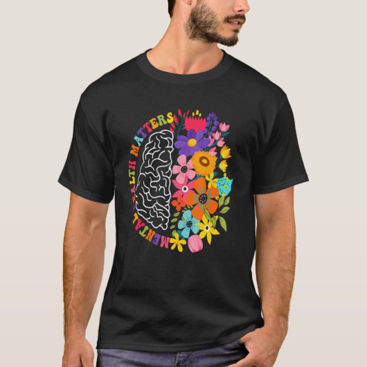 Mental Health Matters Floral Human Brain Illness A T-Shirt (Vorderseite)
