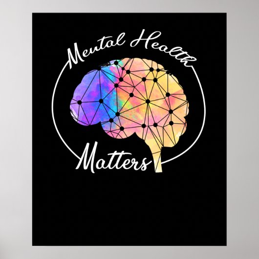 Mental Health Matters Funny Brain Multi-Color Poster (Vorne)