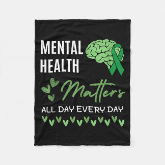 Mental Health Matters Green Ribbon Awareness Fleecedecke