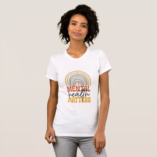 Mental Health Matters Rainbow Retro Typography T-Shirt (Vorne ganz)