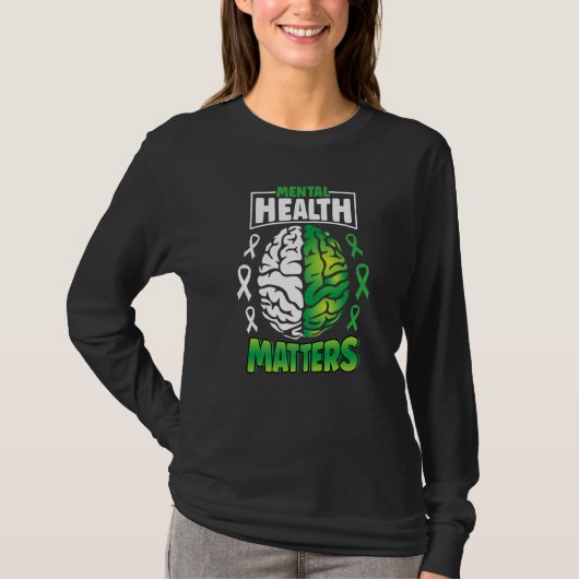 Mental Health Matters Spread Awareness Brain Green T-Shirt (Vorderseite)