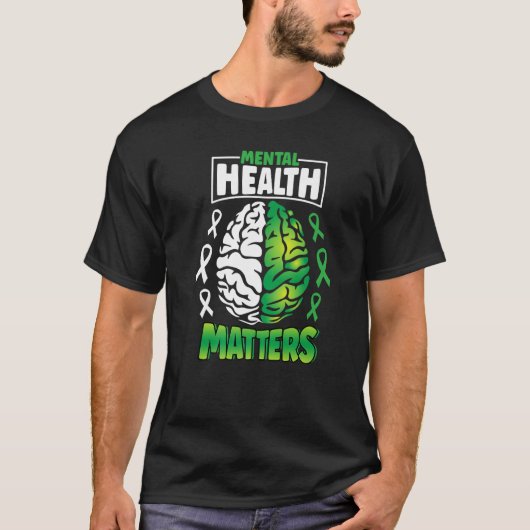 Mental Health Matters Spread Awareness Brain Green T-Shirt (Vorderseite)