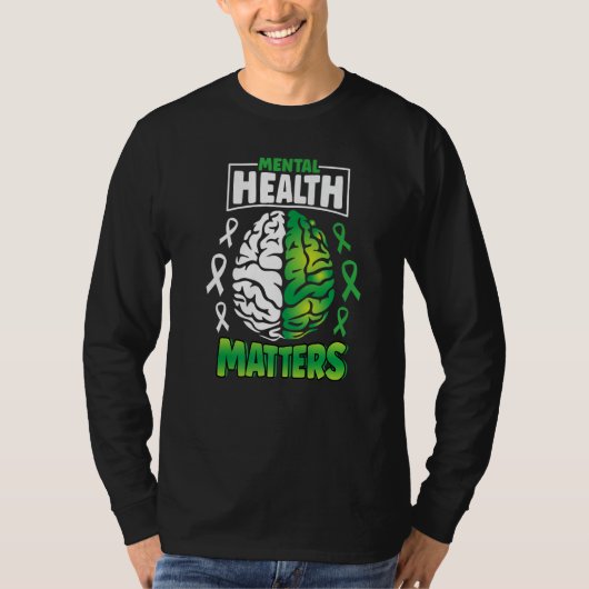 Mental Health Matters Spread Awareness Brain Green T-Shirt (Vorderseite)