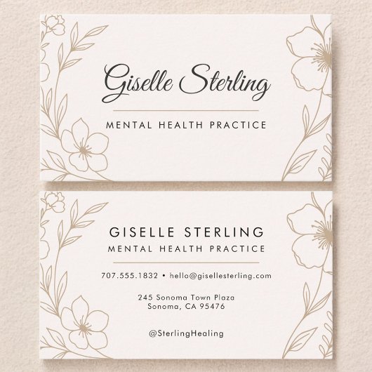 Mental Health Practice Botanical Floral  Visitenkarte