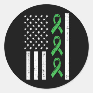 Mental Health Ribbons America Flag Awareness Men W Runder Aufkleber
