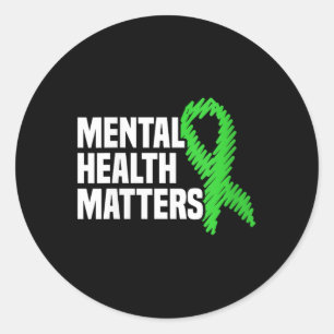 Mental Health S Green Ribbon Mental Health Awarene Runder Aufkleber
