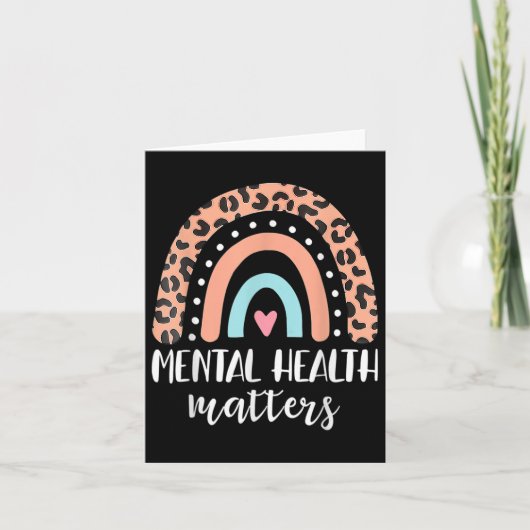 Mental Health S Shirt Leopard Boho Rainbow Awarene Karte (Vorderseite)