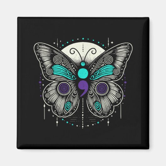 Mental Health Suicide Awareness Semicolon Butterfl Magnet (Vorne)