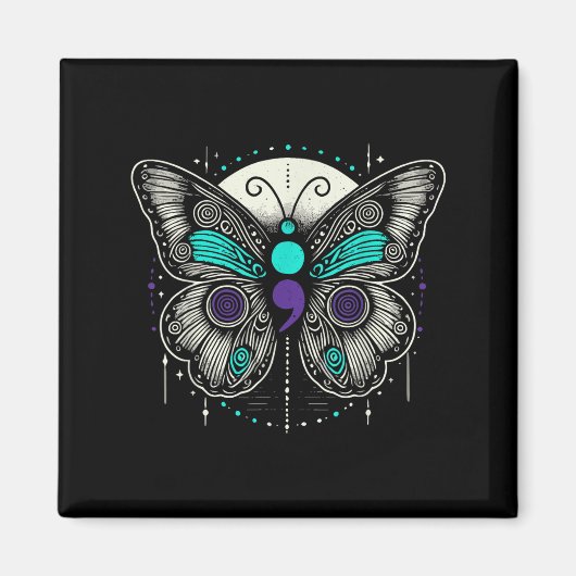 Mental Health Suicide Awareness Semicolon Butterfl Magnet (Vorne)