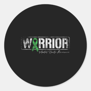 Mental Health Warrior Mental Health Awareness Gree Runder Aufkleber
