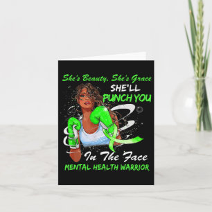Mental Health Warrior sie wird dir Ribbon Blac Karte