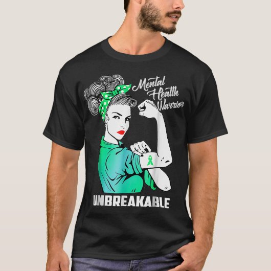 Mental Health Warrior Unzerbrechliche Aufmerksamke T-Shirt (Vorderseite)
