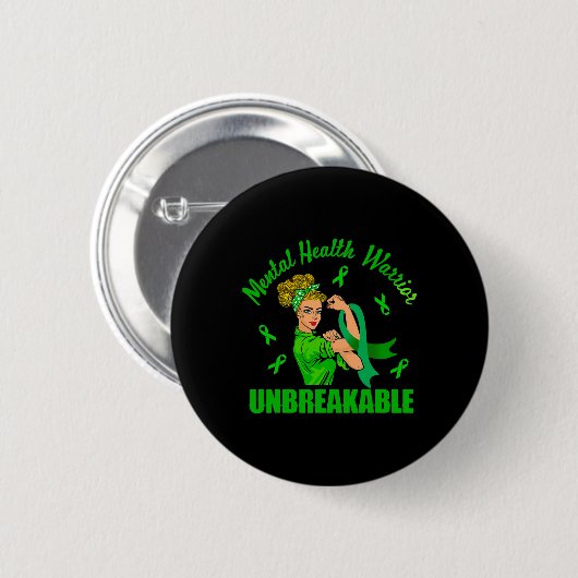 Mental Health Warrior - Unzerbrechliches Bewusstse Button (Vorne & Hinten)
