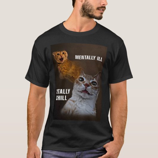 Mental Katzenmem kalt und kalt T-Shirt (Vorderseite)