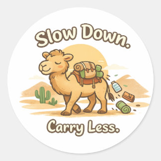 Mental Wellness Month Cozy Camel  Illustration Runder Aufkleber
