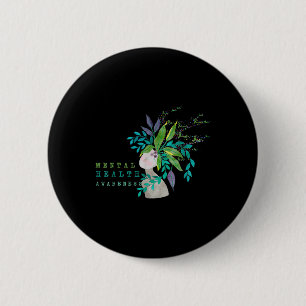 Mentale Health Awareness Tree Green Ribbon Mens Wo Button