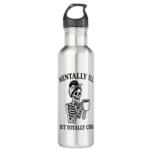 Mentally Ill but Totally Chill Halloween Edelstahlflasche (Vorderseite)