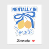 Mentally in Amalfi Blue Coquette Bow Lemon Aufkleber (Blatt)