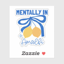 Mentally in Amalfi Blue Coquette Bow Lemon Aufkleber