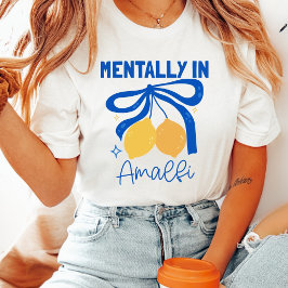 Mentally in Amalfi Italy Blue Coquette Lemon T-Shirt