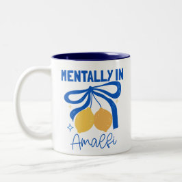 Mentally in Amalfi Italy Blue Coquette Lemon Zweifarbige Tasse