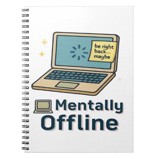 Mentally Offline - Funny Laptop Loading Brain Humo Notizblock (Vorderseite)