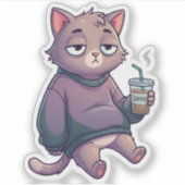 Mentally Offline Katze Aufkleber (Vorderseite)