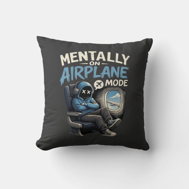 Mentally On Airplane Mode Shirt Funny Anime boy Kissen (Vorderseite)