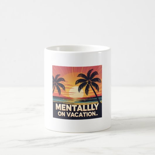 Mentally on Vacation Retro Summer T-Shirt Kaffeetasse (Mittel)