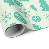 Menthol Green Christmas Tree and Ornaments Festiva Geschenkpapier (Rolleneckpunkt)