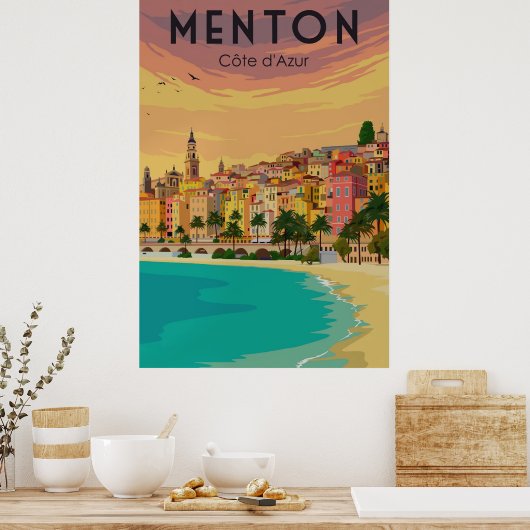 Menton, Cote d'Azur Poster (Küche)